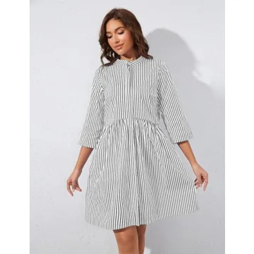 Ythomm Women's Casual Striped Shirt Dress for All Seasons