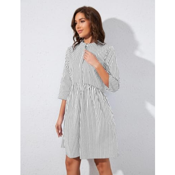Ythomm Women's Casual Striped Shirt Dress for All Seasons