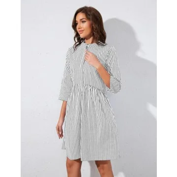 Ythomm Women's Casual Striped Shirt Dress for All Seasons