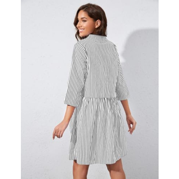 Ythomm Women's Casual Striped Shirt Dress for All Seasons