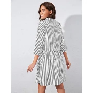 Ythomm Women's Casual Striped Shirt Dress for All Seasons