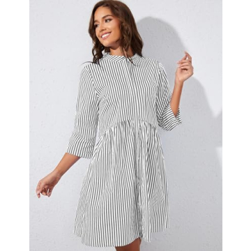 Ythomm Women's Casual Striped Shirt Dress for All Seasons