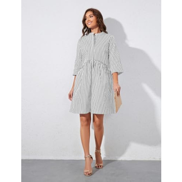Ythomm Women's Casual Striped Shirt Dress for All Seasons