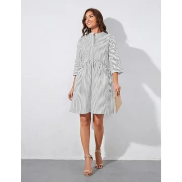 Ythomm Women's Casual Striped Shirt Dress for All Seasons