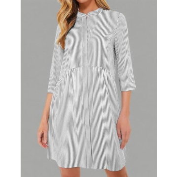 Ythomm Women's Casual Striped Shirt Dress for All Seasons