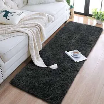 Chicrug Soft Runner Rugs for Bedroom Living Room Plush Fluffy Rug 2x6 Feet, Shag Furry Area Rug Carpet Non Shedding for Nursery Children Kids Girls Room Home Decorative, Dark Grey