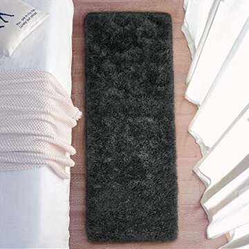 Chicrug Soft Runner Rugs for Bedroom Living Room Plush Fluffy Rug 2x6 Feet, Shag Furry Area Rug Carpet Non Shedding for Nursery Children Kids Girls Room Home Decorative, Dark Grey