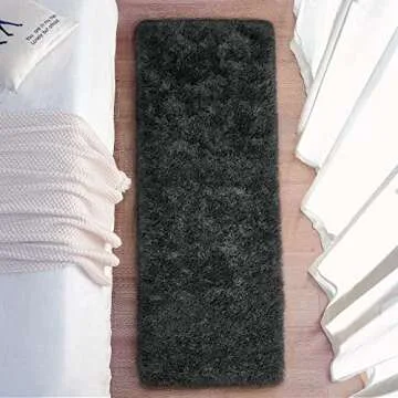 Chicrug Soft Runner Rugs for Bedroom Living Room Plush Fluffy Rug 2x6 Feet, Shag Furry Area Rug Carpet Non Shedding for Nursery Children Kids Girls Room Home Decorative, Dark Grey