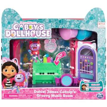 Gabby’s Dollhouse Groovy Music Room - Musical Playset with Cat Figure