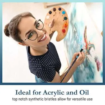 Princeton Aspen 6500 5pc Professional Paint Brushes - Princeton Acrylic Brushes - Synthetic Oil Painting Brush for Oil Acrylic & Gouache - Filbert Striper Flat & Round Set of Art Brush