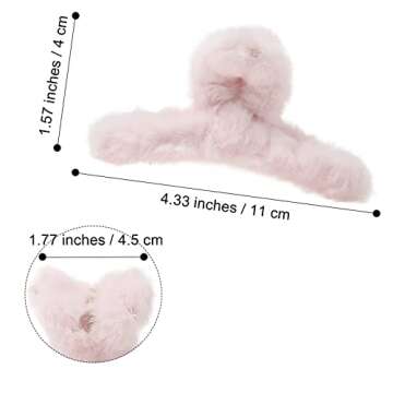 5PCS Large Claw Hair Clips for Thick Hair Big Fuzzy Hair Clips for Women Nonslip Strong Hold Hair Claw Clip (Plush (Blue+Grey+Pink+Purple+Beige))
