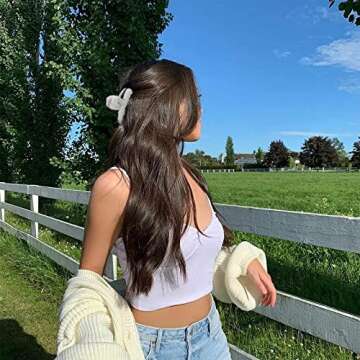 5PCS Large Claw Hair Clips for Thick Hair Big Fuzzy Hair Clips for Women Nonslip Strong Hold Hair Claw Clip (Plush (Blue+Grey+Pink+Purple+Beige))