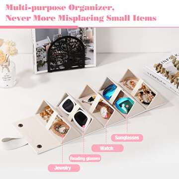MoKo Sunglasses Organizer with 5 Slots, Foldable Travel Glasses Storage Case Holder Eyewear Display ...