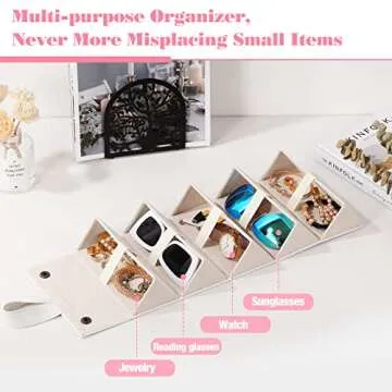 MoKo Sunglasses Organizer with 5 Slots, Foldable Travel Glasses Storage Case Holder Eyewear Display ...