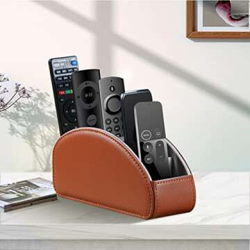 Remote Control Holder - 5 Compartment Nightstand TV Remote Caddy Organizer for DVD, Media, Blu-Ray, Heater Controllers, Mobile Phone, Glasses and Office Supplies Storage Box