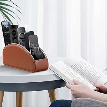 Remote Control Holder - 5 Compartment Nightstand TV Remote Caddy Organizer for DVD, Media, Blu-Ray, Heater Controllers, Mobile Phone, Glasses and Office Supplies Storage Box