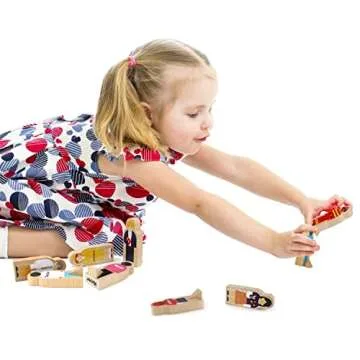 Little Professionals Wooden Character Set - Cute Wood Block People Toys for Kids & Toddlers - Open Ended STEM Pretend Play & Educational Games for Children, Boys & Girls (15-Pieces)