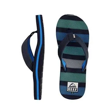 Reef Kids Boys Sandals, Kids Ahi, Deep Sea Stripes, 5