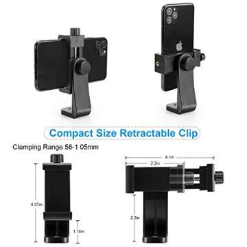 teefeet Phone Tripod, 54 inch Light Travel Tripod, with Mobile Phone Holder Adapter/Remote Shutter/Carry Bag for Selfie, Suitable for Video, Live Broadcast, Video Blog, Tiktok (Black)