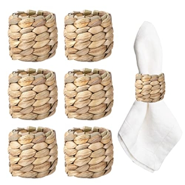 APTWOW Farmhouse Napkin Rings, Hand-Woven Napkin Rings for Table Decor, Fall Rustic Napkin Rings, Na...