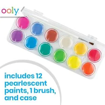 Ooly Chroma Blends Pearlescent Watercolor Set, 12 Colors, Watercolor Pack for Creative Kids and Adul...