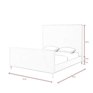 Posh Living Alex Linen Fabric Upholstered Platform King Bed Frame in Beige