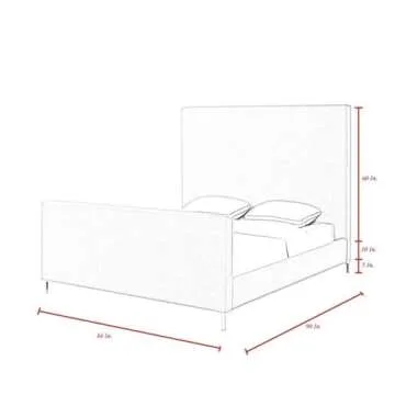 Posh Living Alex Linen Fabric Upholstered Platform King Bed Frame in Beige