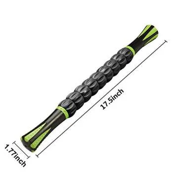 REEHUT Massage Stick Tool for Athletes, 18 Inches Muscle Roller for Relieving Muscle Soreness, Soothing Cramps, Massage, Physical Therapy & Body Recovery Black