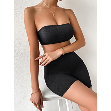 Floerns Women's Stylish Workout Crop Top and Shorts Set