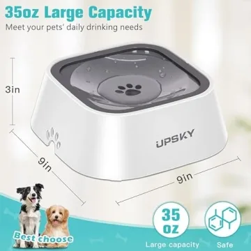 UPSKY No Spill Dog Water Bowl 35oz - Mess-Free Hydration