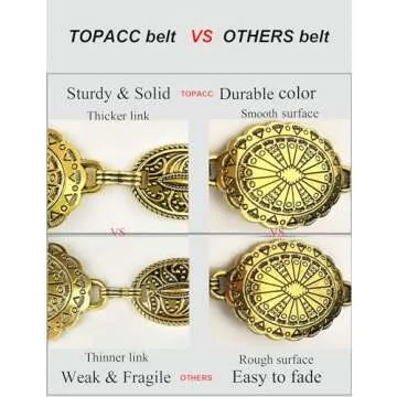 TOPACC Gold Western Concho Chain Belt for Women Stylish Fashion