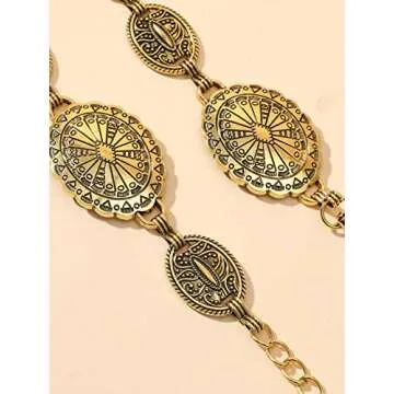 TOPACC Gold Western Concho Chain Belt for Women Stylish Fashion