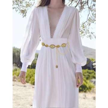 TOPACC Gold Western Concho Chain Belt for Women Stylish Fashion