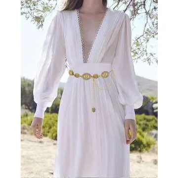 TOPACC Gold Western Concho Chain Belt for Women Stylish Fashion