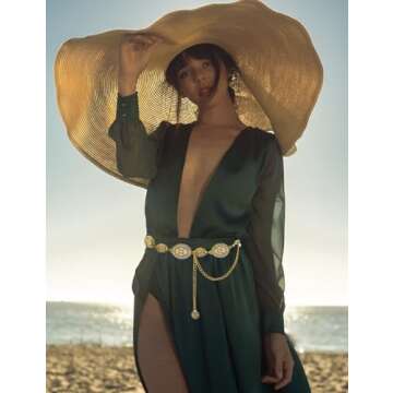 TOPACC Gold Western Concho Chain Belt for Women Stylish Fashion