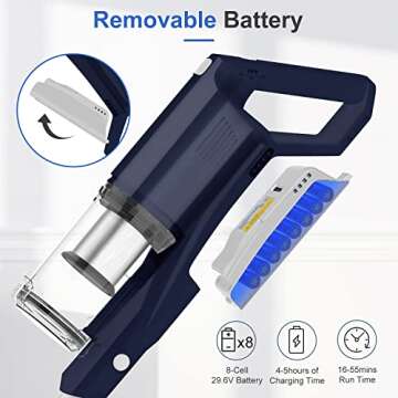 whall 25Kpa 280W Cordless Stick Vacuum Cleaner - 4 in 1, Lightweight Handheld for Home, Pet Hair, Carpet, Hard Floor, 55 Mins Runtime