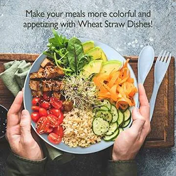 Eco-Friendly Teivio 24-Piece Wheat Straw Dinnerware Set