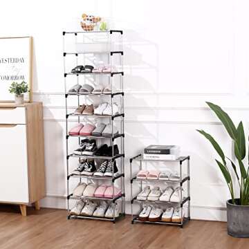 Jucaifu Stackable Small Shoe Rack for Entryway and Closet Space Saving