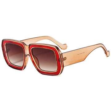 Square Sunglasses For Women Men Trendy Fashion Rectangle Sunglasses Uv Protection Retro Vintage Wome...