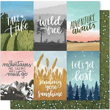 American Crafts 1 Canoe 2 Creekside 25 Pack of 12x12 Inch Paper Wise Words, 25 Piece
