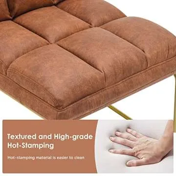 MCombo Accent Chair with Ottoman Set, Modern Armless Chair for Living Room, Bedroom, Small Space 4013 (Heat-Stamped Fabric, Saddle)