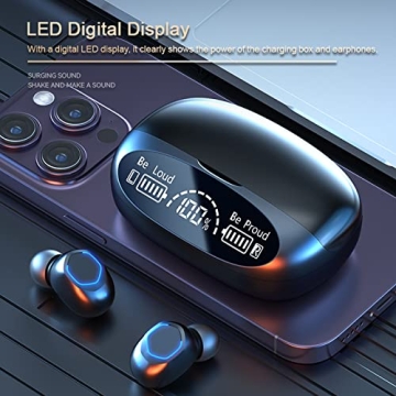 PMOPDSNNE Wireless Earbuds Bluetooth 5.3 LED Display IPX7