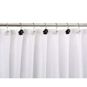 CHICTIE Halloween Shower Curtain Hooks, Black White Nightmare Decorative Shower Rings for Bathroom Shower Curtains Rods,Set of 12 Premium Rust-Resistant Shower Hooks Hangers Cute Spooky Design