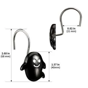 CHICTIE Halloween Shower Curtain Hooks, Black White Nightmare Decorative Shower Rings for Bathroom Shower Curtains Rods,Set of 12 Premium Rust-Resistant Shower Hooks Hangers Cute Spooky Design