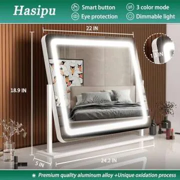 Hasipu 24" LED Vanity Mirror with 10X Magnification
