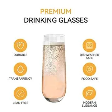 D.M DESIGN·MASTER Stemless Champagne Flute Glasses - Elegant & Durable