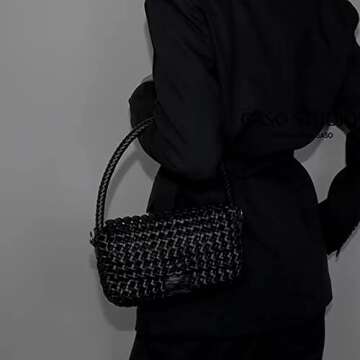 Angryapple Women Vegan Leather Hand-woven Handbag,Fashion Candy Color Shoulder Underarm Crossbody wi...