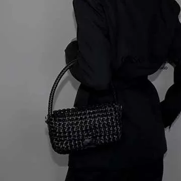 Angryapple Women Vegan Leather Hand-woven Handbag,Fashion Candy Color Shoulder Underarm Crossbody wi...