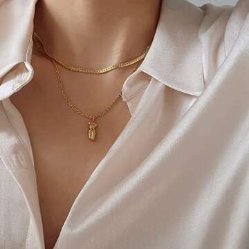 Luxval Gold Plated Figure Pendant Necklace Female Body Sculpture Necklaces for Women Dainty Gold choker for Women Minimalist 16’’length
