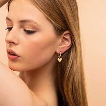 Fashion Delicate 14K Gold Plated Lightweight Huggie Hoops Safety Pins Earrings Set - Gold Hopp for Women Jewelry(Style E)